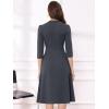 imageAllegra K Womens 34 Sleeve Dresses V Neck Elegant ALine Work Business Formal Midi Dress with PocketsDark Grey