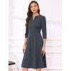 imageAllegra K Womens 34 Sleeve Dresses V Neck Elegant ALine Work Business Formal Midi Dress with PocketsDark Grey