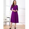 imageAllegra K Womens 34 Sleeve Dresses V Neck Elegant ALine Work Business Formal Midi Dress with PocketsDark Purple