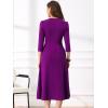 imageAllegra K Womens 34 Sleeve Dresses V Neck Elegant ALine Work Business Formal Midi Dress with PocketsDark Purple