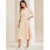 imageAllegra K Womens 34 Sleeve Dresses V Neck Elegant ALine Work Business Formal Midi Dress with PocketsDeep Apricot