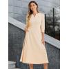 imageAllegra K Womens 34 Sleeve Dresses V Neck Elegant ALine Work Business Formal Midi Dress with PocketsDeep Apricot