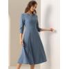 imageAllegra K Womens 34 Sleeve Dresses V Neck Elegant ALine Work Business Formal Midi Dress with PocketsGray Blue