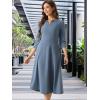 imageAllegra K Womens 34 Sleeve Dresses V Neck Elegant ALine Work Business Formal Midi Dress with PocketsGray Blue