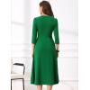 imageAllegra K Womens 34 Sleeve Dresses V Neck Elegant ALine Work Business Formal Midi Dress with PocketsGreen