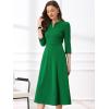 imageAllegra K Womens 34 Sleeve Dresses V Neck Elegant ALine Work Business Formal Midi Dress with PocketsGreen