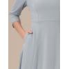imageAllegra K Womens 34 Sleeve Dresses V Neck Elegant ALine Work Business Formal Midi Dress with PocketsGrey