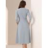 imageAllegra K Womens 34 Sleeve Dresses V Neck Elegant ALine Work Business Formal Midi Dress with PocketsGrey