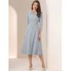 imageAllegra K Womens 34 Sleeve Dresses V Neck Elegant ALine Work Business Formal Midi Dress with PocketsGrey