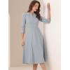 imageAllegra K Womens 34 Sleeve Dresses V Neck Elegant ALine Work Business Formal Midi Dress with PocketsGrey