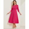 imageAllegra K Womens 34 Sleeve Dresses V Neck Elegant ALine Work Business Formal Midi Dress with PocketsHot Pink