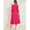 imageAllegra K Womens 34 Sleeve Dresses V Neck Elegant ALine Work Business Formal Midi Dress with PocketsHot Pink