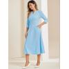 imageAllegra K Womens 34 Sleeve Dresses V Neck Elegant ALine Work Business Formal Midi Dress with PocketsLight Blue