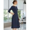 imageAllegra K Womens 34 Sleeve Dresses V Neck Elegant ALine Work Business Formal Midi Dress with PocketsNavy Blue