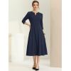 imageAllegra K Womens 34 Sleeve Dresses V Neck Elegant ALine Work Business Formal Midi Dress with PocketsNavy Blue