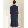 imageAllegra K Womens 34 Sleeve Dresses V Neck Elegant ALine Work Business Formal Midi Dress with PocketsNavy Blue
