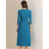 imageAllegra K Womens 34 Sleeve Dresses V Neck Elegant ALine Work Business Formal Midi Dress with PocketsPeacock Blue