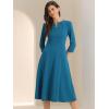 imageAllegra K Womens 34 Sleeve Dresses V Neck Elegant ALine Work Business Formal Midi Dress with PocketsPeacock Blue