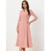 imageAllegra K Womens 34 Sleeve Dresses V Neck Elegant ALine Work Business Formal Midi Dress with PocketsPink