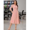 imageAllegra K Womens 34 Sleeve Dresses V Neck Elegant ALine Work Business Formal Midi Dress with PocketsPink