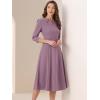 imageAllegra K Womens 34 Sleeve Dresses V Neck Elegant ALine Work Business Formal Midi Dress with PocketsPurple Grey