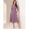 imageAllegra K Womens 34 Sleeve Dresses V Neck Elegant ALine Work Business Formal Midi Dress with PocketsPurple Grey