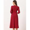 imageAllegra K Womens 34 Sleeve Dresses V Neck Elegant ALine Work Business Formal Midi Dress with PocketsRed