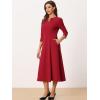 imageAllegra K Womens 34 Sleeve Dresses V Neck Elegant ALine Work Business Formal Midi Dress with PocketsRed