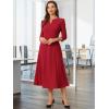 imageAllegra K Womens 34 Sleeve Dresses V Neck Elegant ALine Work Business Formal Midi Dress with PocketsRed