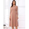 imageAllegra K Womens 34 Sleeve Dresses V Neck Elegant ALine Work Business Formal Midi Dress with PocketsRose Tan