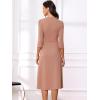 imageAllegra K Womens 34 Sleeve Dresses V Neck Elegant ALine Work Business Formal Midi Dress with PocketsRose Tan