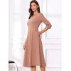 imageAllegra K Womens 34 Sleeve Dresses V Neck Elegant ALine Work Business Formal Midi Dress with PocketsRose Tan