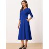 imageAllegra K Womens 34 Sleeve Dresses V Neck Elegant ALine Work Business Formal Midi Dress with PocketsRoyal Blue