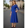 imageAllegra K Womens 34 Sleeve Dresses V Neck Elegant ALine Work Business Formal Midi Dress with PocketsRoyal Blue