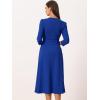 imageAllegra K Womens 34 Sleeve Dresses V Neck Elegant ALine Work Business Formal Midi Dress with PocketsRoyal Blue