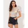 imageAllegra K Womens 80s Disco Outfit Party Club Sparkly Rainbow Metallic TopBeige