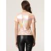 imageAllegra K Womens 80s Disco Outfit Party Club Sparkly Rainbow Metallic TopBeige Pink