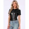 imageAllegra K Womens 80s Disco Outfit Party Club Sparkly Rainbow Metallic TopBlack