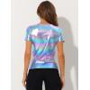 imageAllegra K Womens 80s Disco Outfit Party Club Sparkly Rainbow Metallic TopBlue