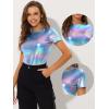 imageAllegra K Womens 80s Disco Outfit Party Club Sparkly Rainbow Metallic TopBlue