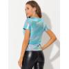 imageAllegra K Womens 80s Disco Outfit Party Club Sparkly Rainbow Metallic TopBlue Shiny