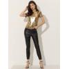 imageAllegra K Womens 80s Disco Outfit Party Club Sparkly Rainbow Metallic TopBrown Gold