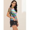 imageAllegra K Womens 80s Disco Outfit Party Club Sparkly Rainbow Metallic TopColorful