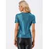 imageAllegra K Womens 80s Disco Outfit Party Club Sparkly Rainbow Metallic TopGreen Blue