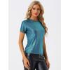 imageAllegra K Womens 80s Disco Outfit Party Club Sparkly Rainbow Metallic TopGreen Blue