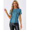 imageAllegra K Womens 80s Disco Outfit Party Club Sparkly Rainbow Metallic TopGreen Blue