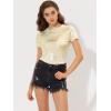 imageAllegra K Womens 80s Disco Outfit Party Club Sparkly Rainbow Metallic TopLight Gold