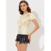 imageAllegra K Womens 80s Disco Outfit Party Club Sparkly Rainbow Metallic TopLight Gold