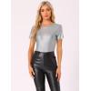 imageAllegra K Womens 80s Disco Outfit Party Club Sparkly Rainbow Metallic TopLight Grey