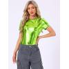 imageAllegra K Womens 80s Disco Outfit Party Club Sparkly Rainbow Metallic TopMustard Green